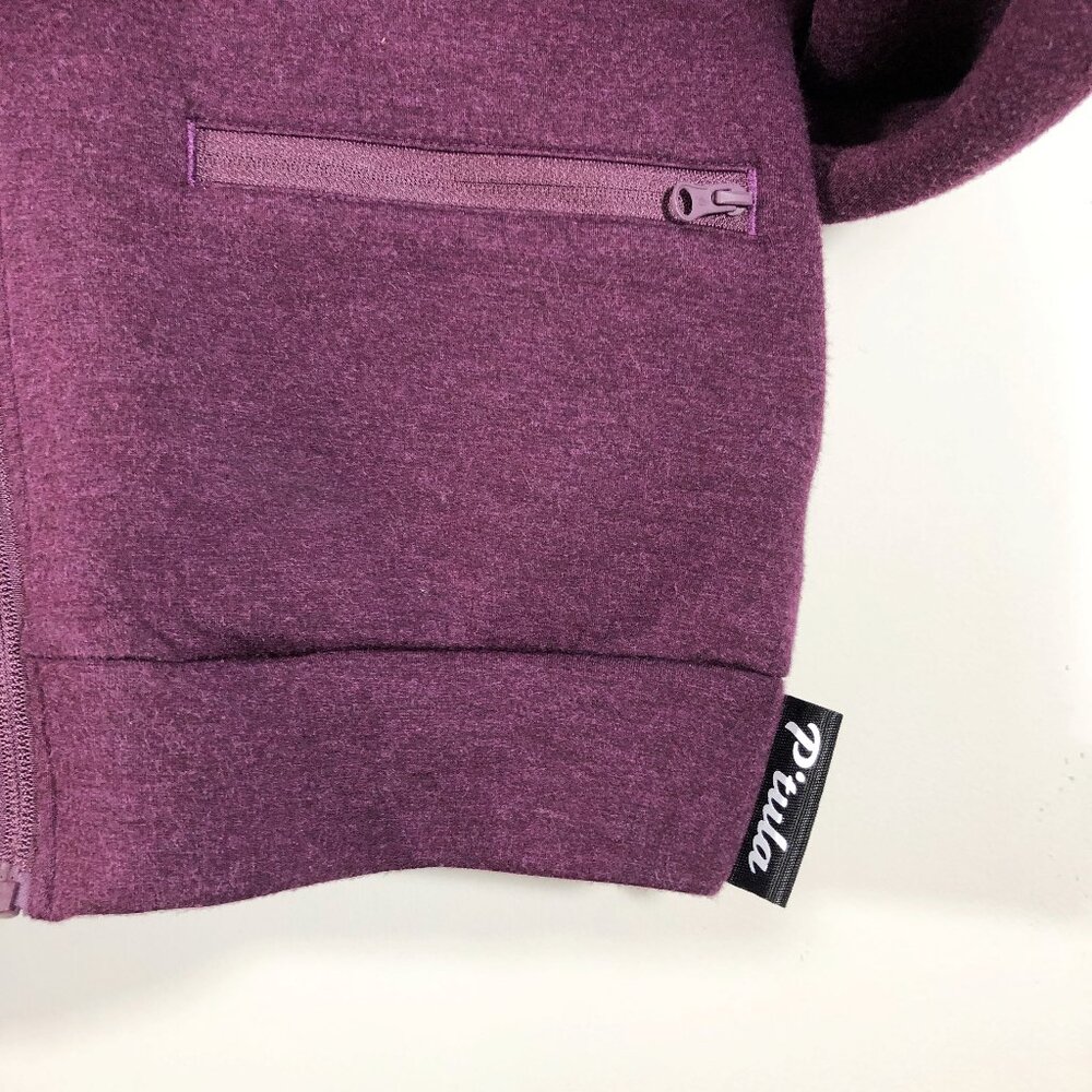 P'TULA Girlfriend Cropped Hoodie Full-Zip in Midnight Plum S - Picture 4 of 12